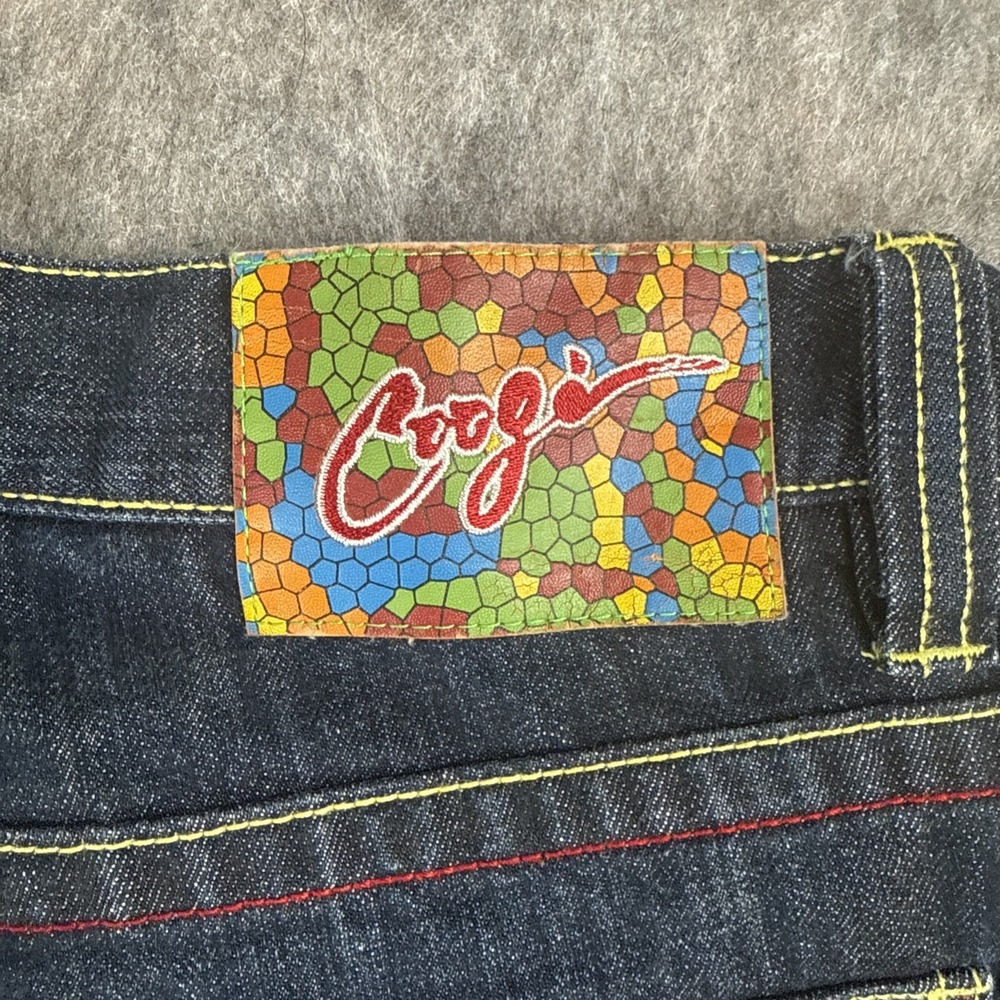 Vtg COOGI Jeans Mens sz 38x34 Embroidered Sneaker Shoes‎ Rainbow Blue Denim Y2K - Picture 5 of 16